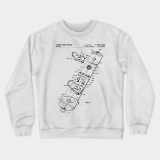 Snowboard Patent - Snowboarding Art - Black And White Crewneck Sweatshirt